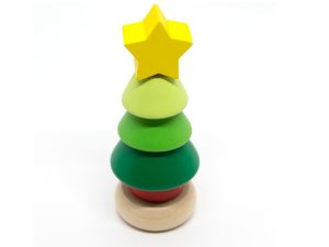 Karácsonyi montessori torony - mini gyűrűpiramis - Fakopáncs