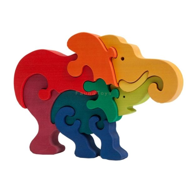 Elefánt család - 3D fa kirakó - Fauna